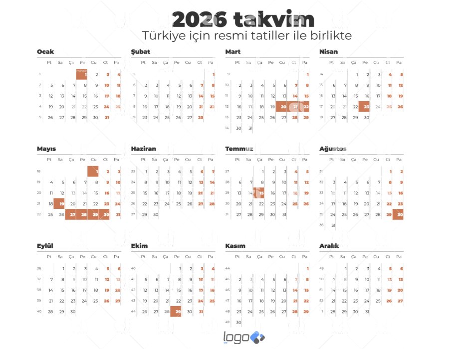 2026 Y l Takvimi 2026 Takvimi Pdf Vekt rel Indir T rk e 2026 